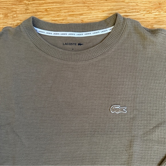 Men's Lacoste Brown Tan Thermal Long Sleeve Size Medium - Picture 3 of 8